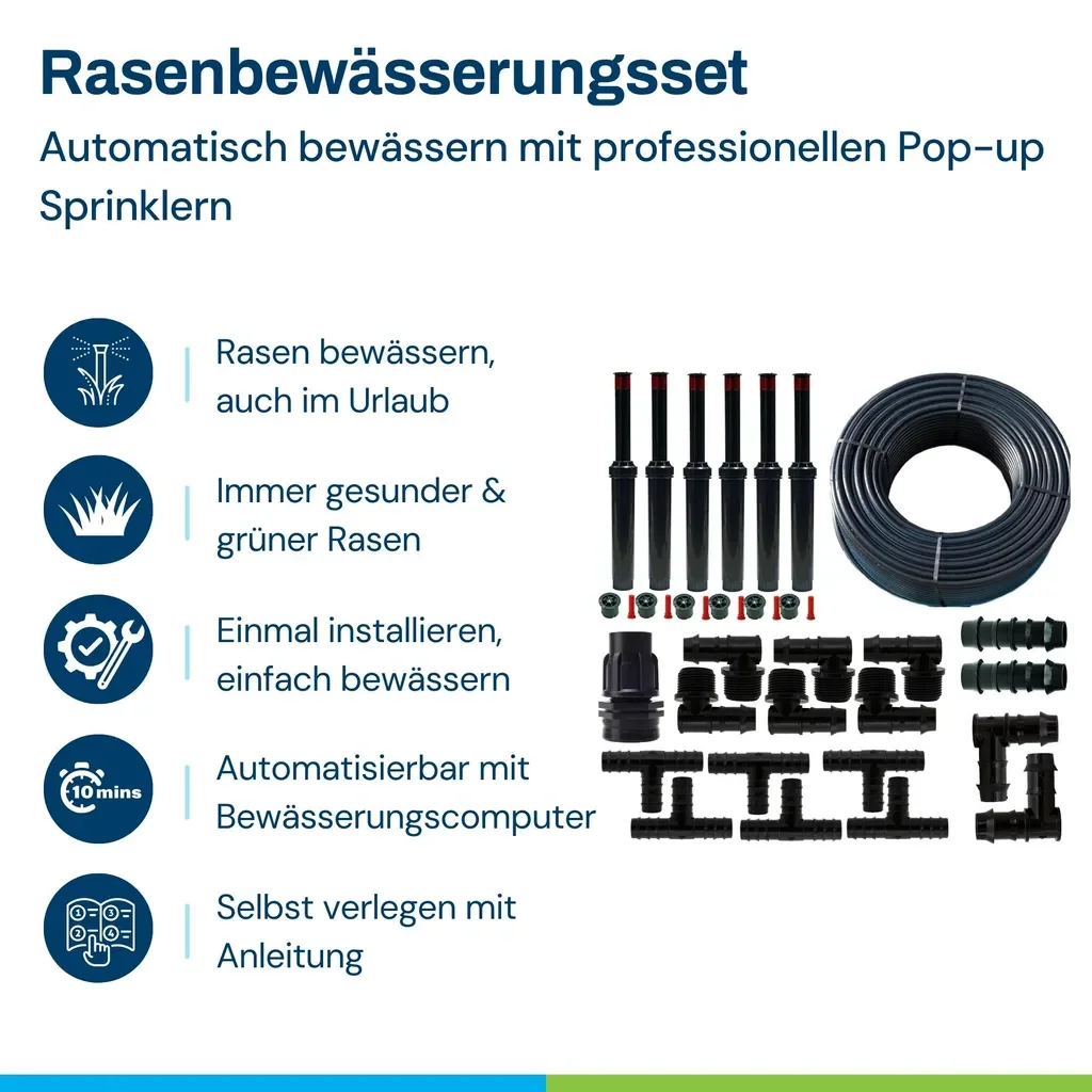 BluGarda BluNature Pop Up Rasensprenger Garten Rasenbewaesserung Set