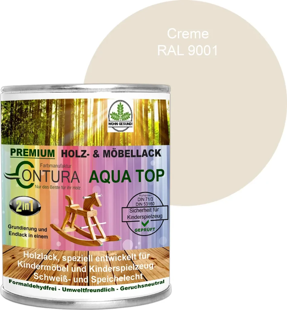 Contura Möbellack 750 ml RAL 9001 Creme EN 71-3 Holzlack Buntlack