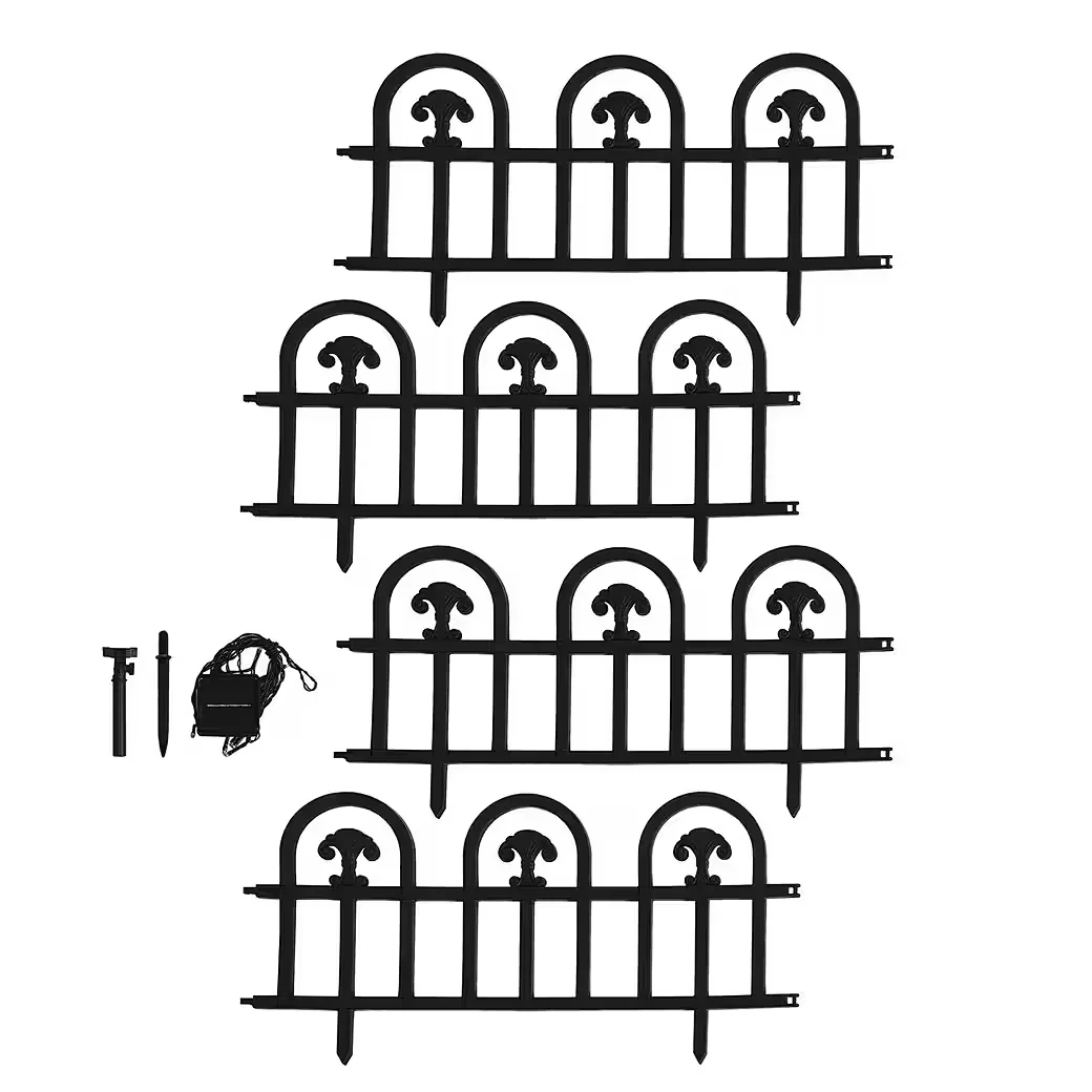 HTI-Living Beeteinfassung 720 cm Schwarz Solar 12 Zaunelemente
