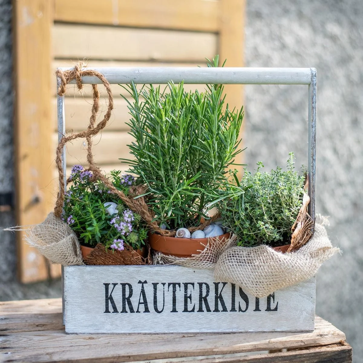 Viana Holzpflanzkasten Kräuterkiste Dekokorb Shabby Chic rustikal