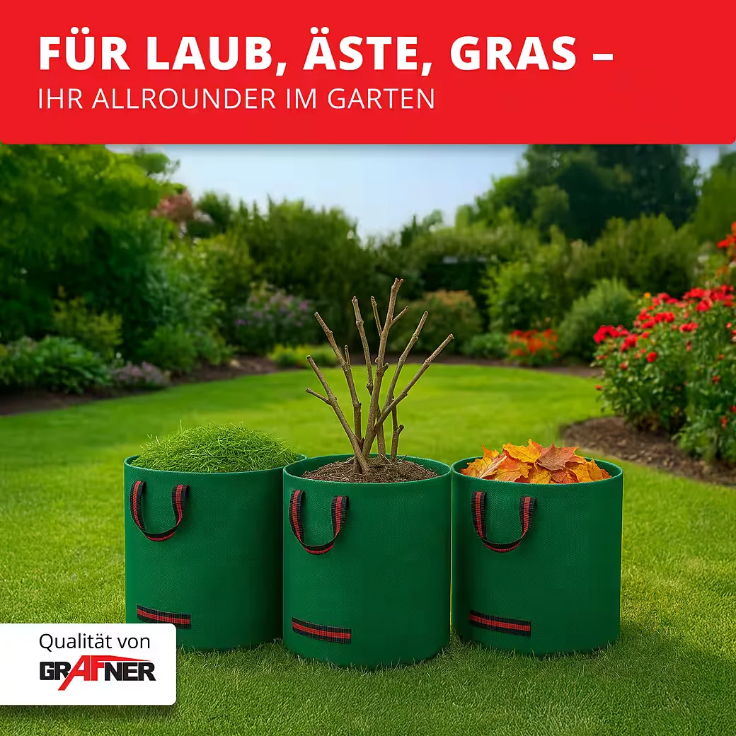 Grafner Gartensack 272L 3er Set Laubsack PE 150g/m² verstärkt