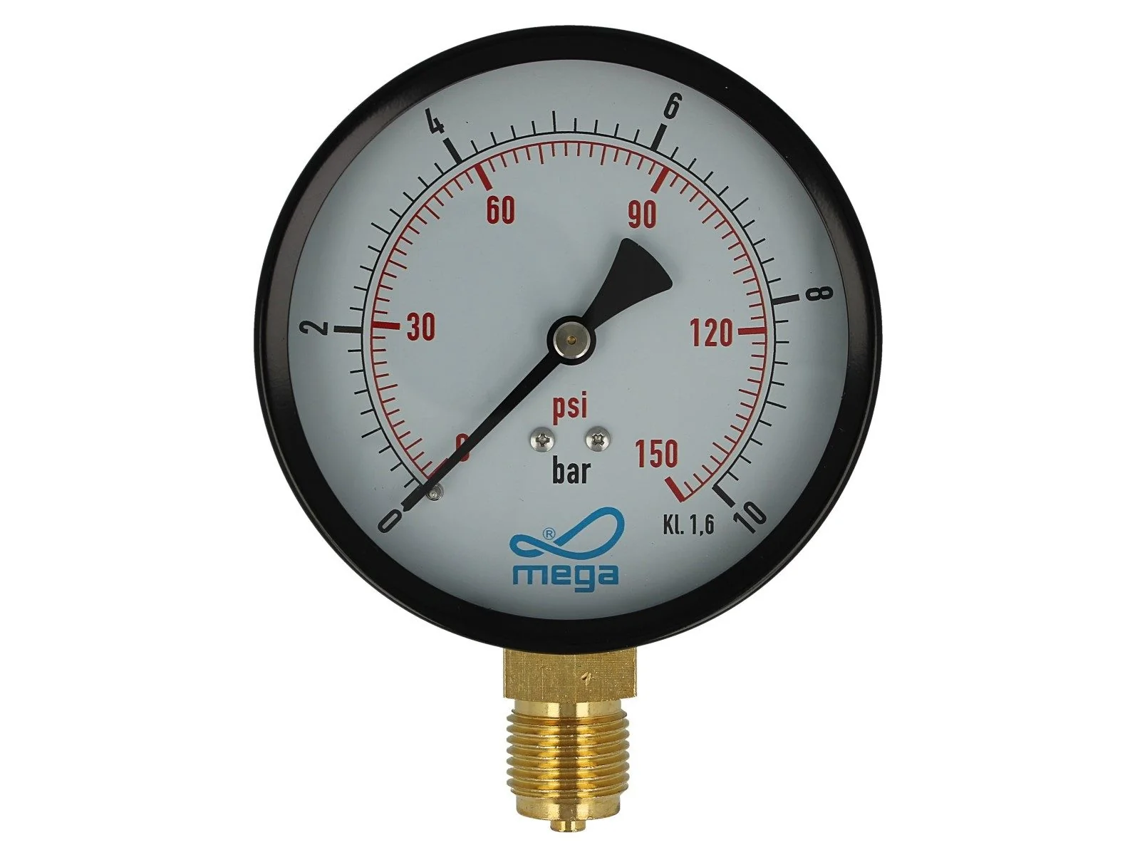 MEGA GROUP Heizkörper Druckmanometer 1/2 Zoll radial unten 100 mm