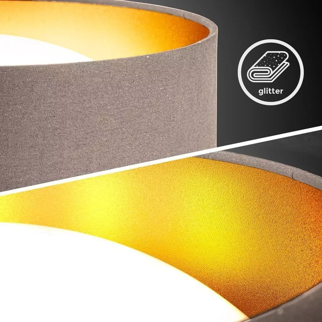 B.K.Licht LED Stoff-Deckenleuchte Sternenhimmel Taupe-Gold 4000K