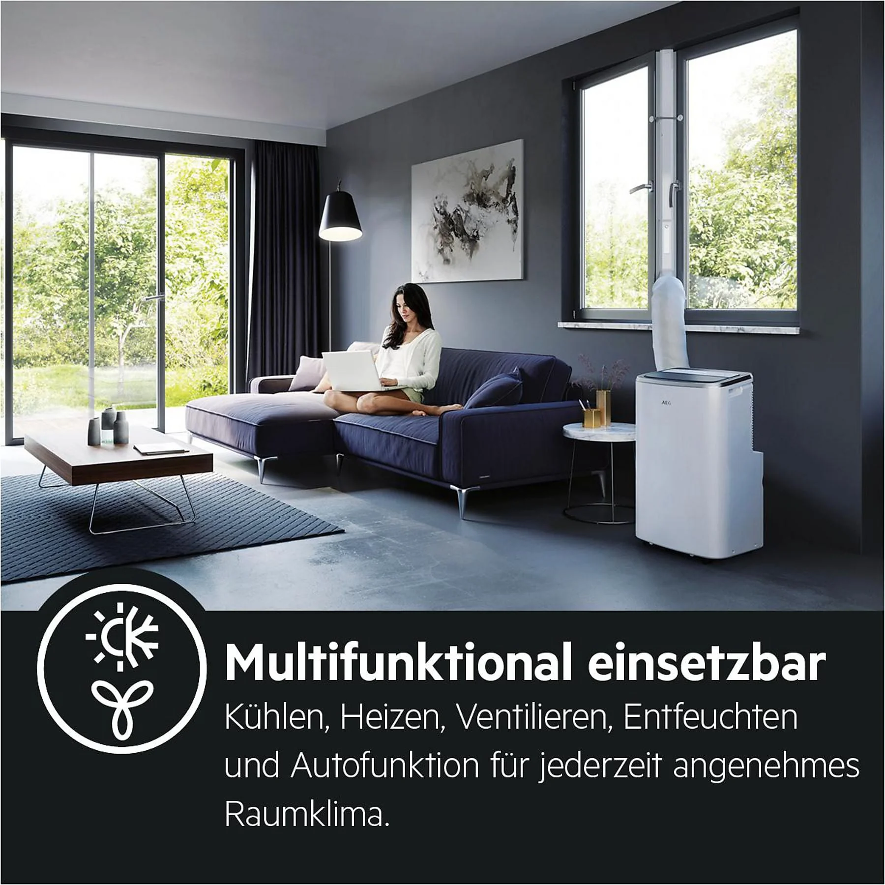 AEG AXP26U338CW mobiles Klimagerät Weiß für Räume bis 40 m2 EEK A