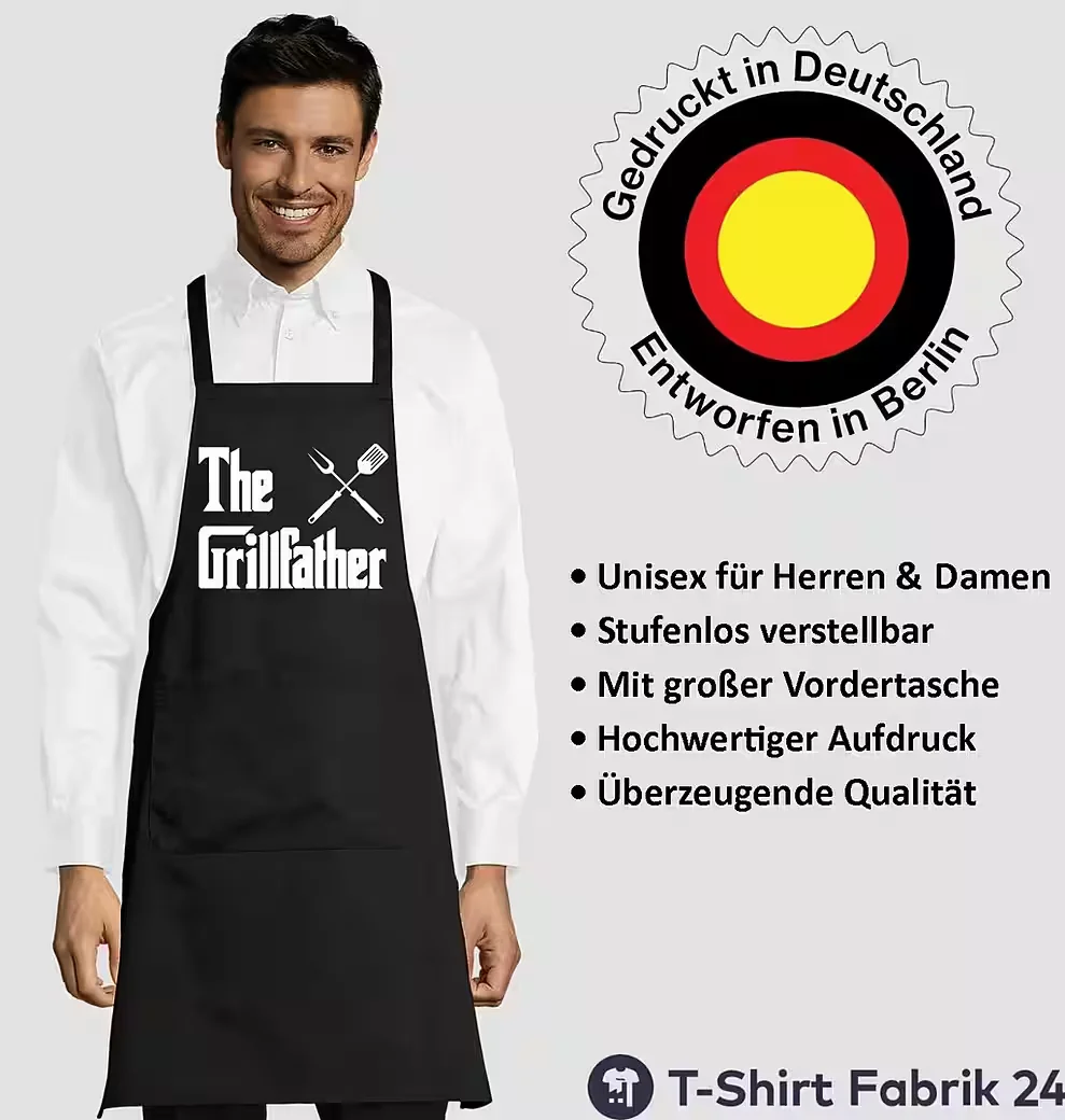 YOUTH DESIGNZ Grillschürze The Grillfather für Männer mit Spruch BBQ