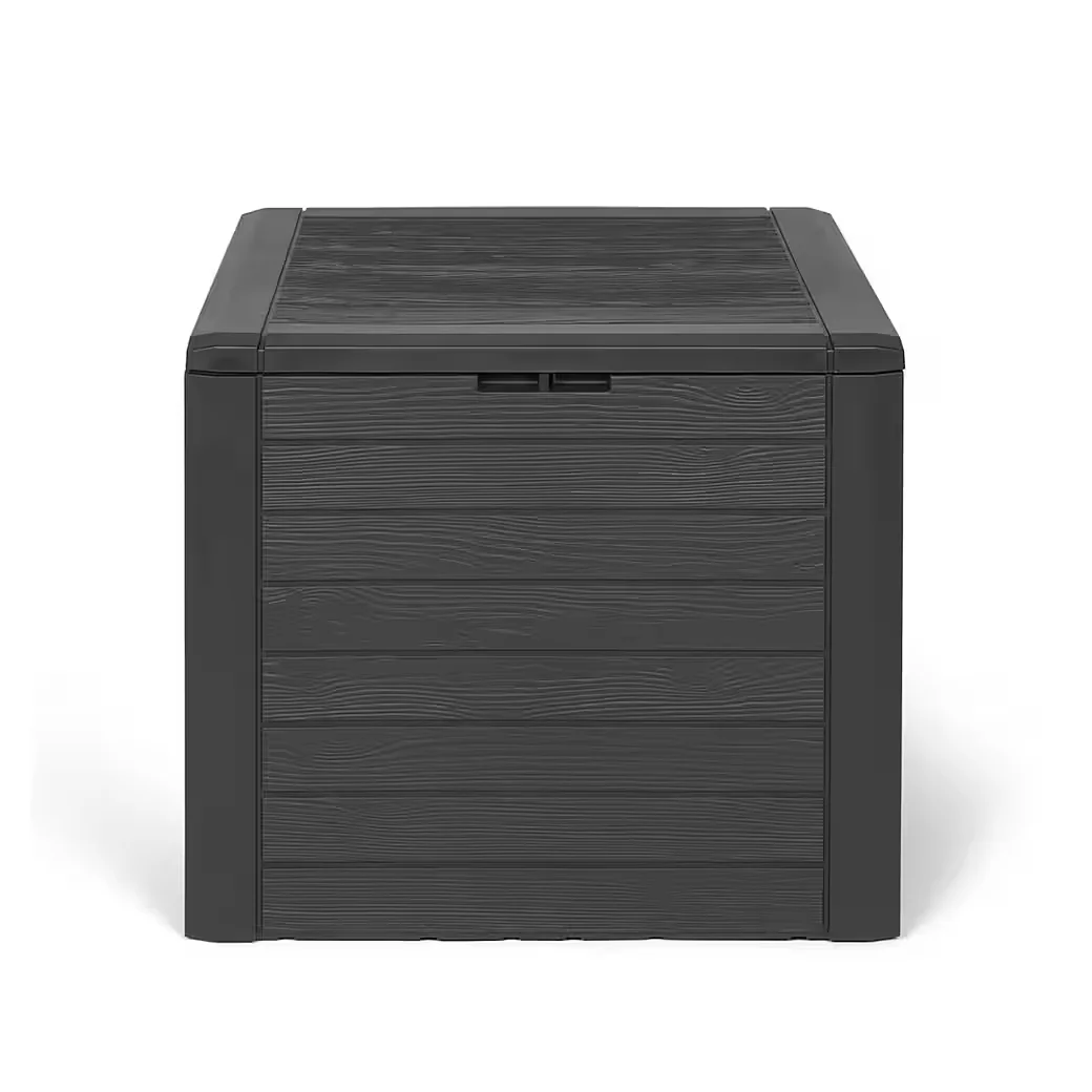 KREHER Kissenbox WOOD 140L Holzoptik Anthrazit Gartenbox Auflagenbox