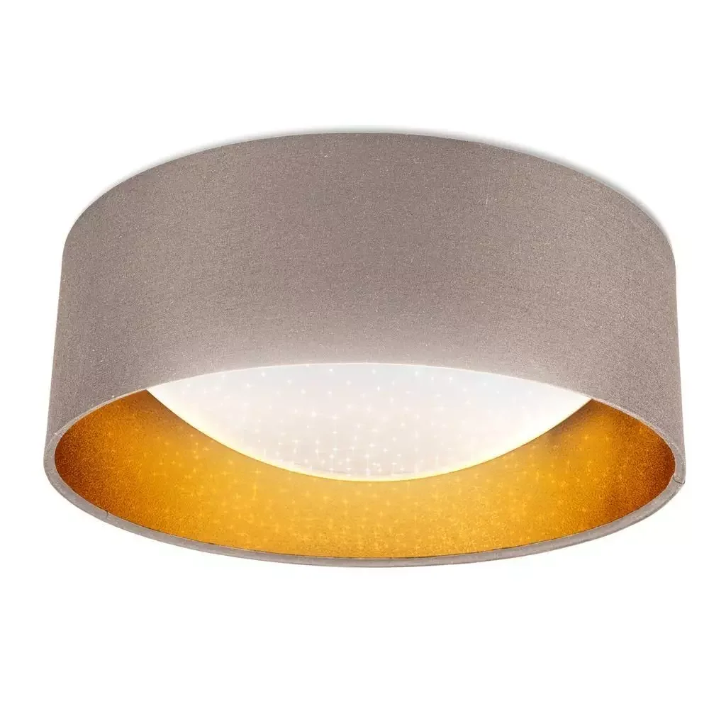 B.K.Licht LED Stoff-Deckenleuchte Sternenhimmel Taupe-Gold 4000K