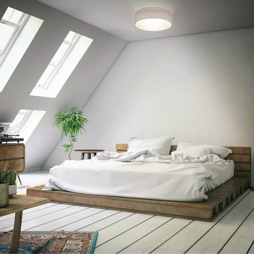 B.K.Licht Deckenleuchte Stoff E27 Taupe 30 cm ohne Leuchtmittel