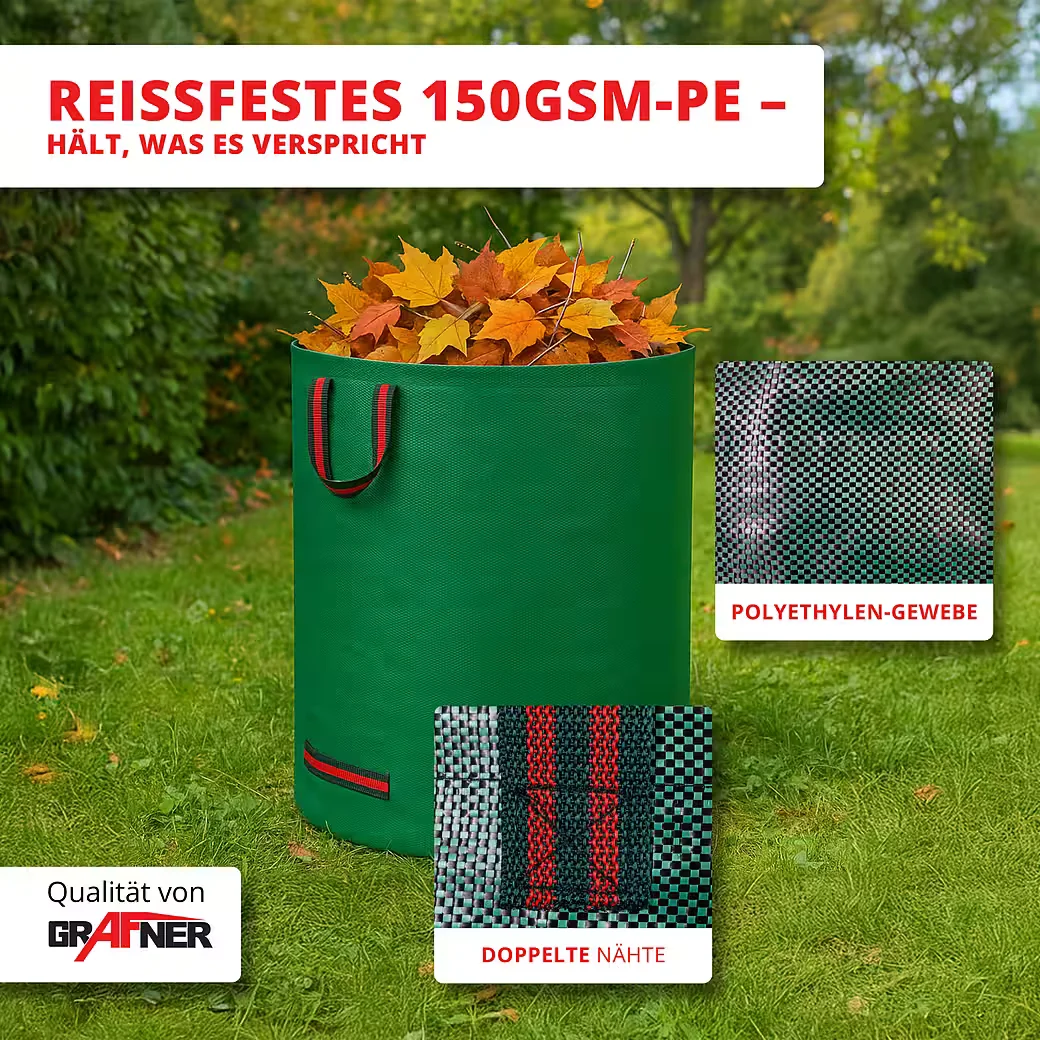 Grafner Gartensack 272L 3er Set Laubsack PE 150g/m² verstärkt