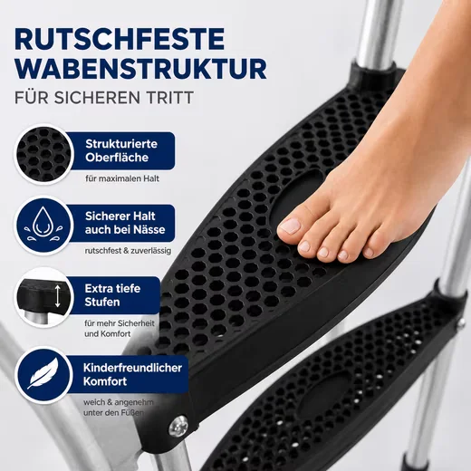 4MYBABY Trampolinleiter 2 Stufen sicher rutschfest wetterfest Stahl