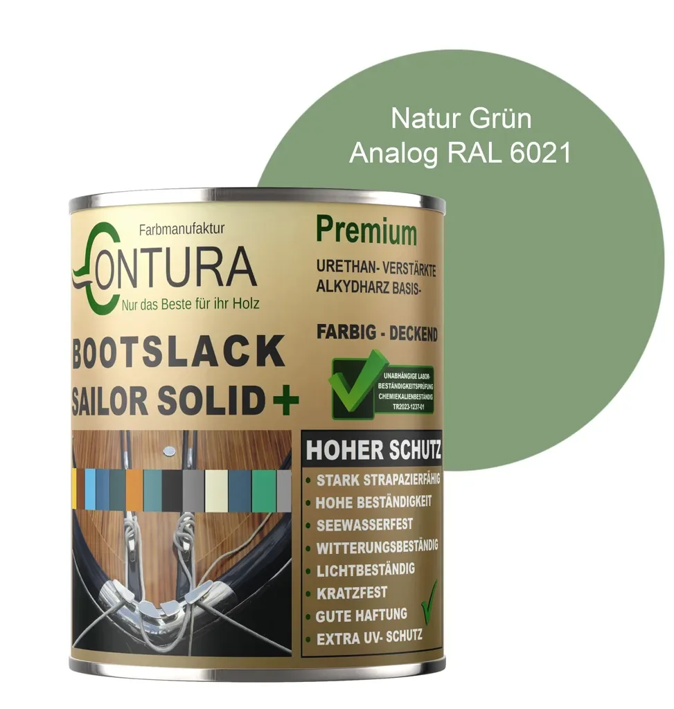 Contura Bootslack 1L seidenmatt Holz Metall GFK Naturgrün RAL 6021