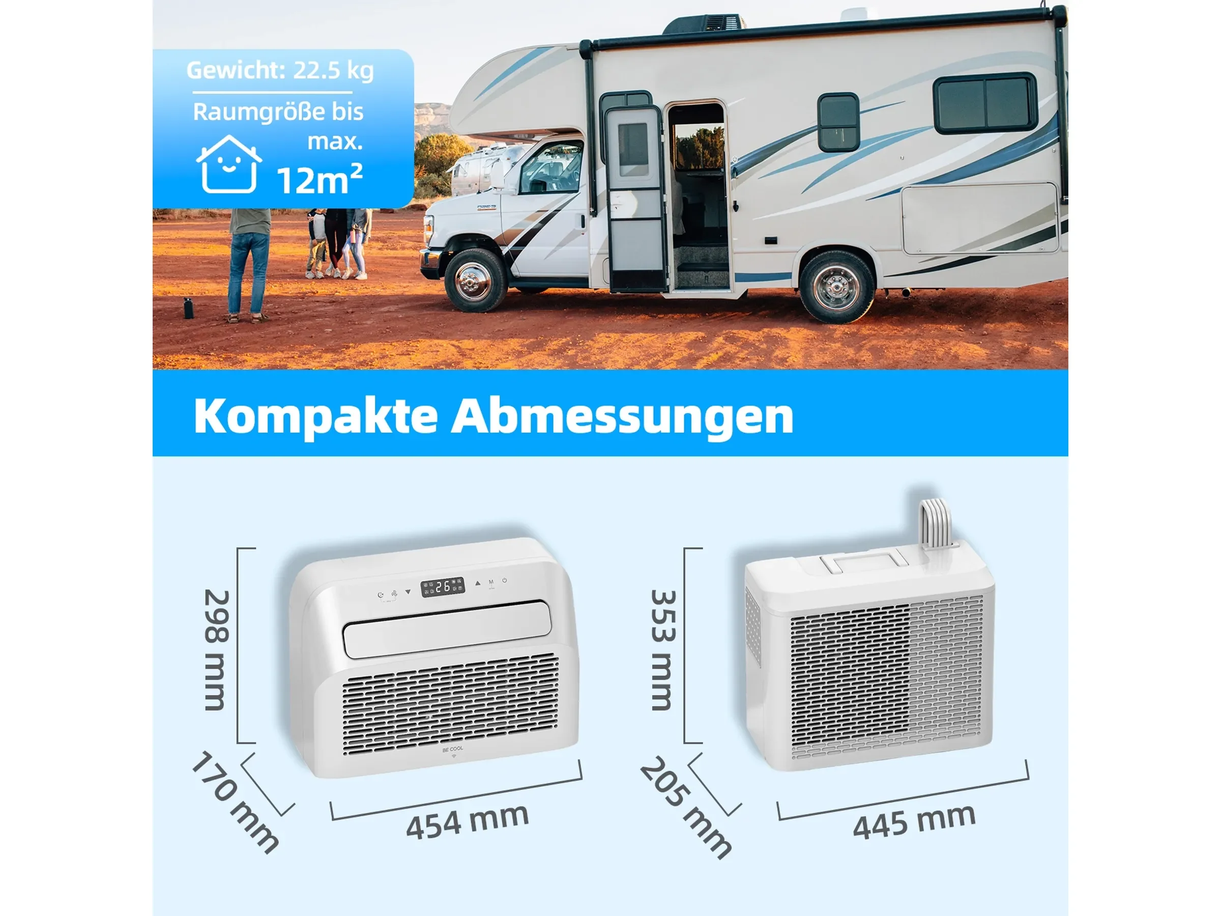BE COOL 3in1 Caravan Split-Klimaanlage BC5CSKL 5.000 BTU/h WiFi