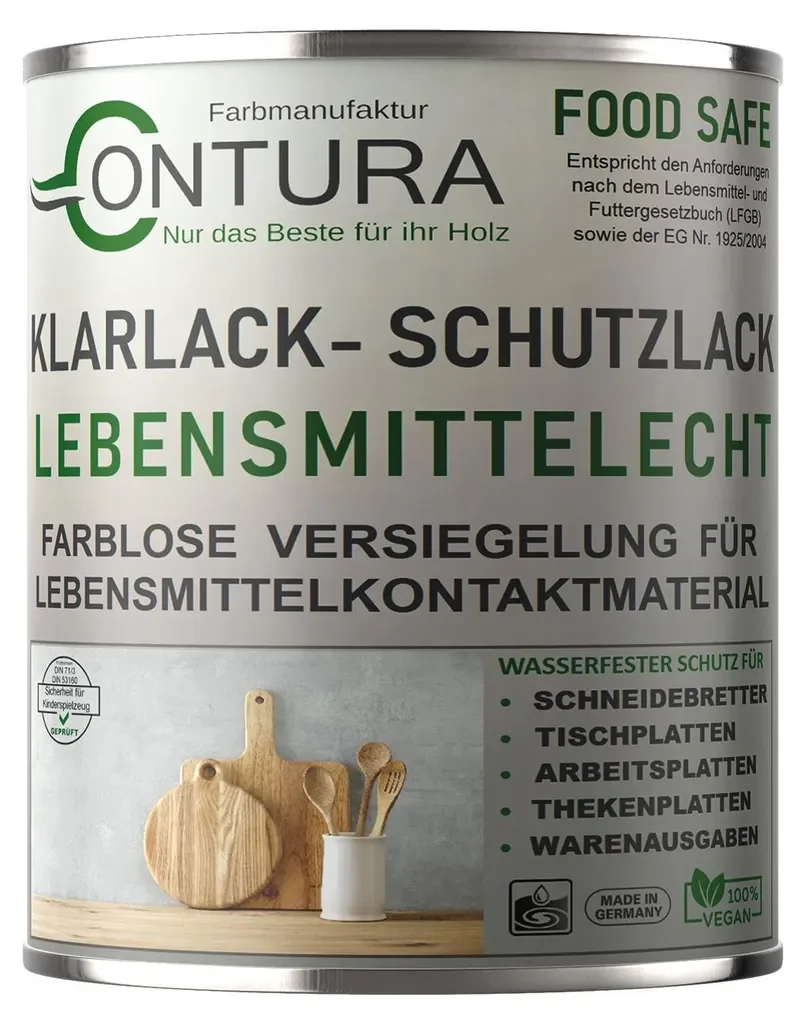 Contura Holzlack seidenmatt 100 ml lebensmittelecht LFGB Schneidebrett