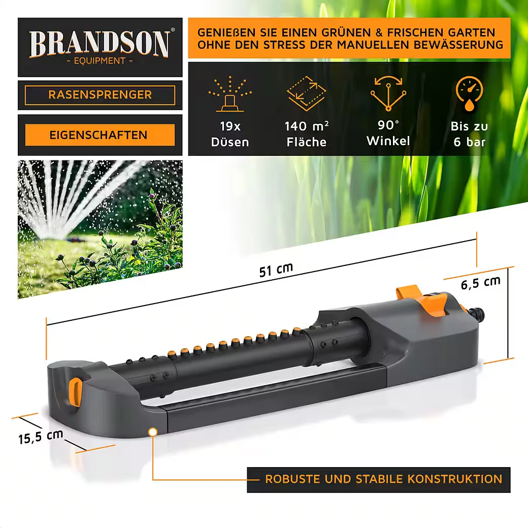 Brandson Viereckregner Rasensprenger Oszillationsregner Sprinkler