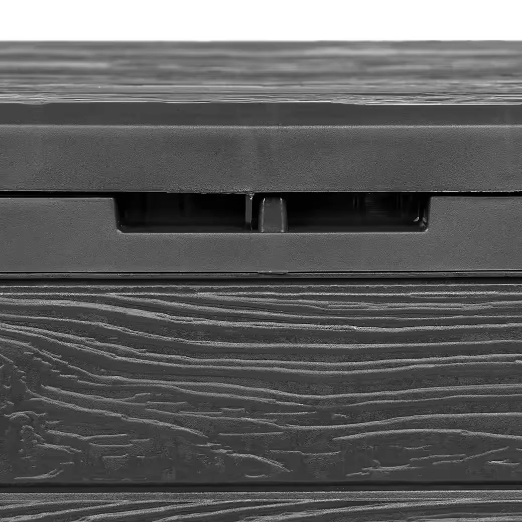 KREHER Kissenbox WOOD 140L Holzoptik Anthrazit Gartenbox Auflagenbox