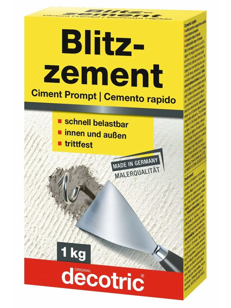 DECOTRIC Blitzzement grau 1 kg Schnellzement für Beton Reparatur