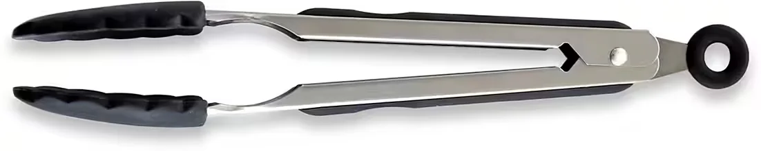HENSSLERS BBQ Grillzange mit rutschfestem Silikon und Klickverschluss