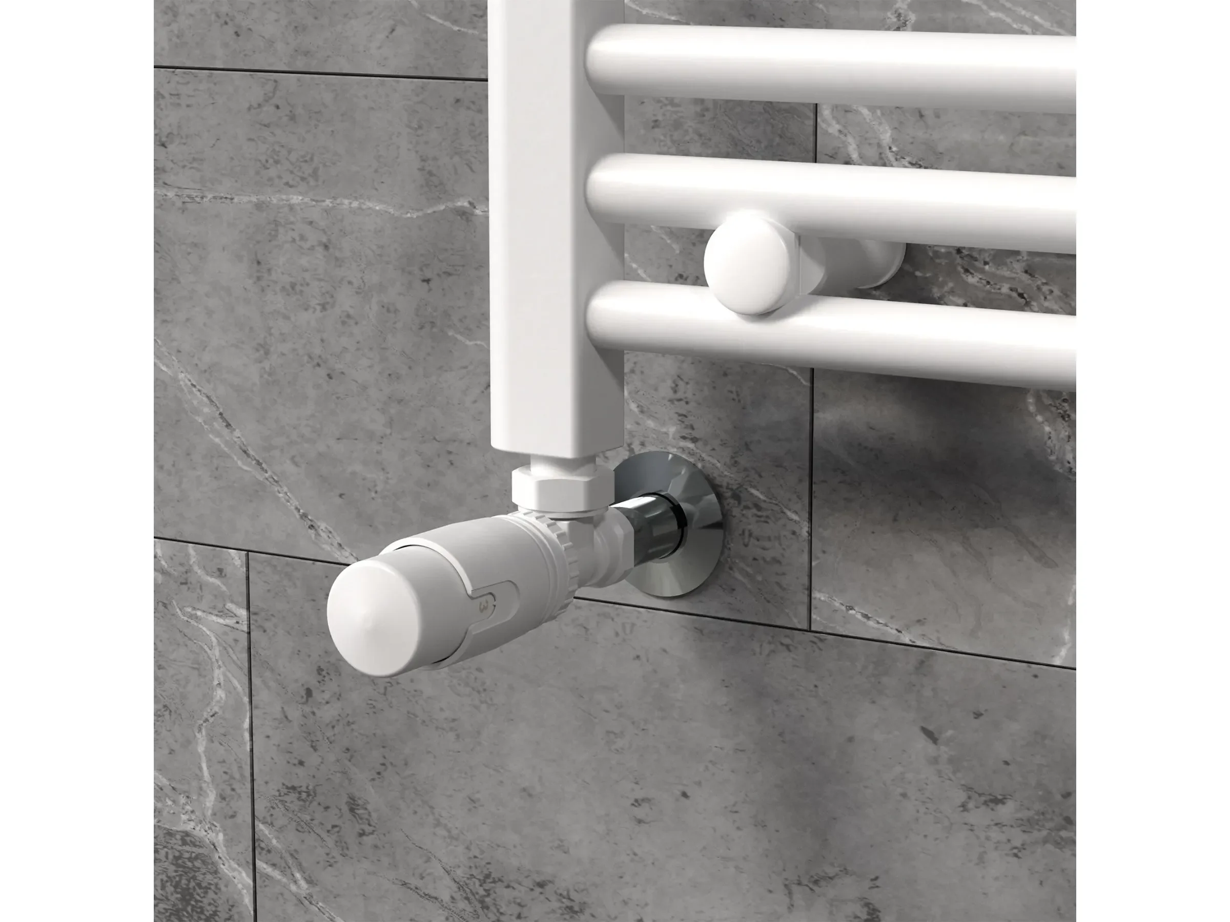 LuxeBath Thermostatventil Eckform Rücklaufverschraubung Weiß G 1/2