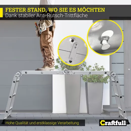 CRAFTFULL Mehrzweckleiter 6in1 Gerüst 3 Jahre Garantie