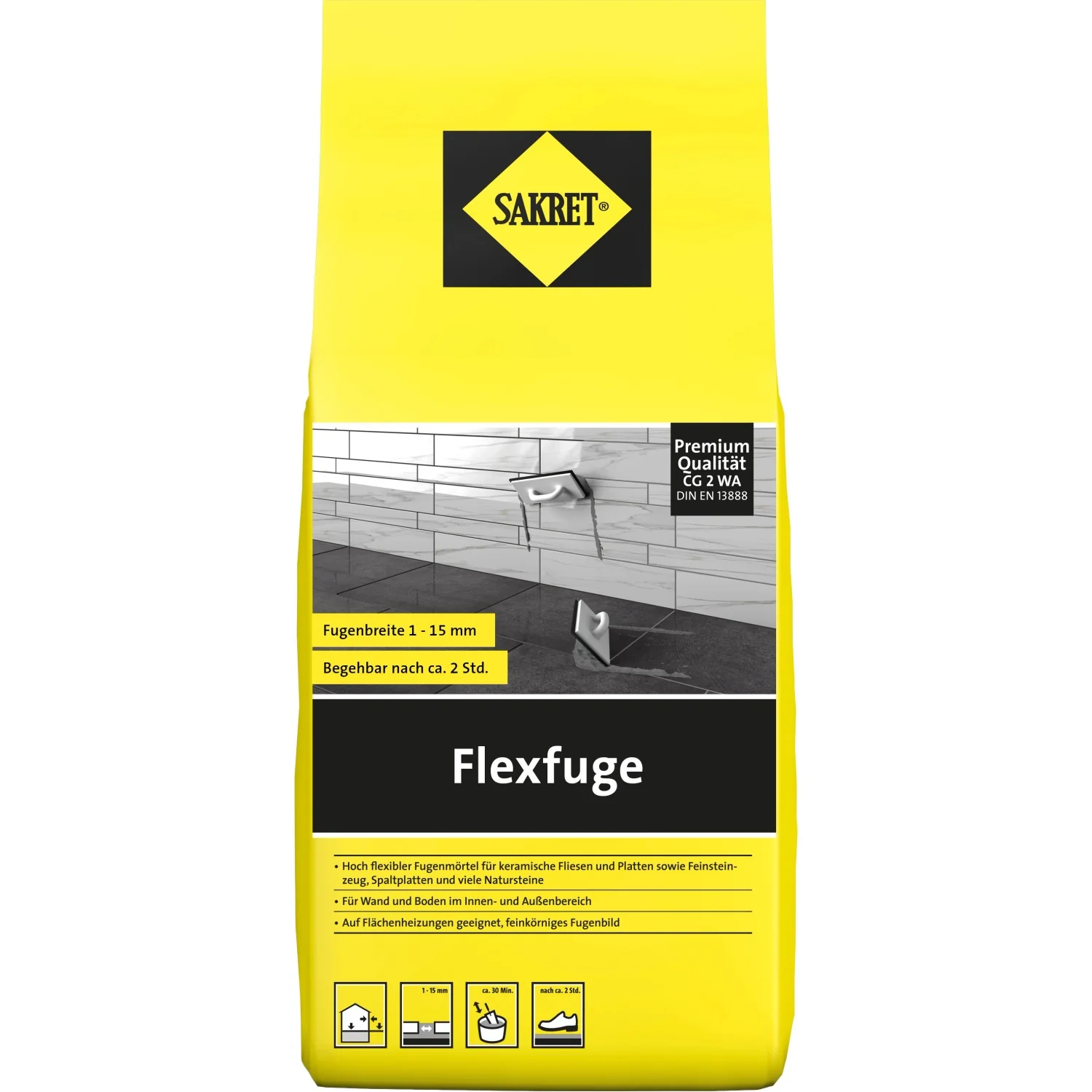 SAKRET Flexfuge Weiß 1 kg Fugenmörtel für Fliesen innen außen