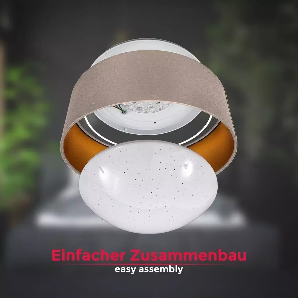 B.K.Licht LED Stoff-Deckenleuchte Sternenhimmel Taupe-Gold 4000K