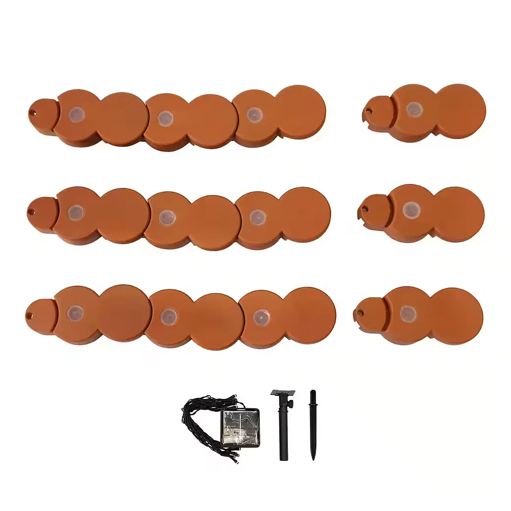 HTI-LIVING Beetumrandung Terracotta 760 cm Set 48 mit 4 Lichterketten