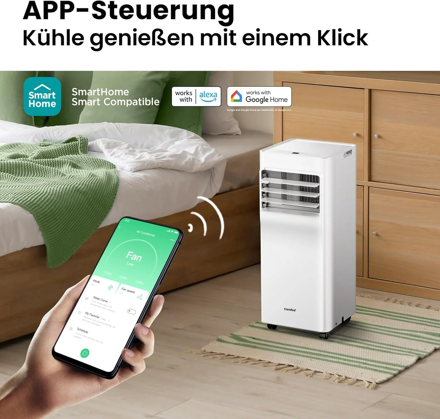 COMFEE Breezy Cool Pro 2.6 mobile Klimaanlage 9000 BTU 2,6 kW mit App