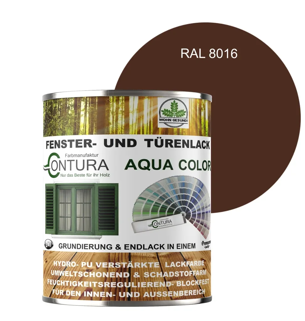 Contura Fenster- und Türenlack 750ml seidenmatt RAL 8016 Mahagonibraun