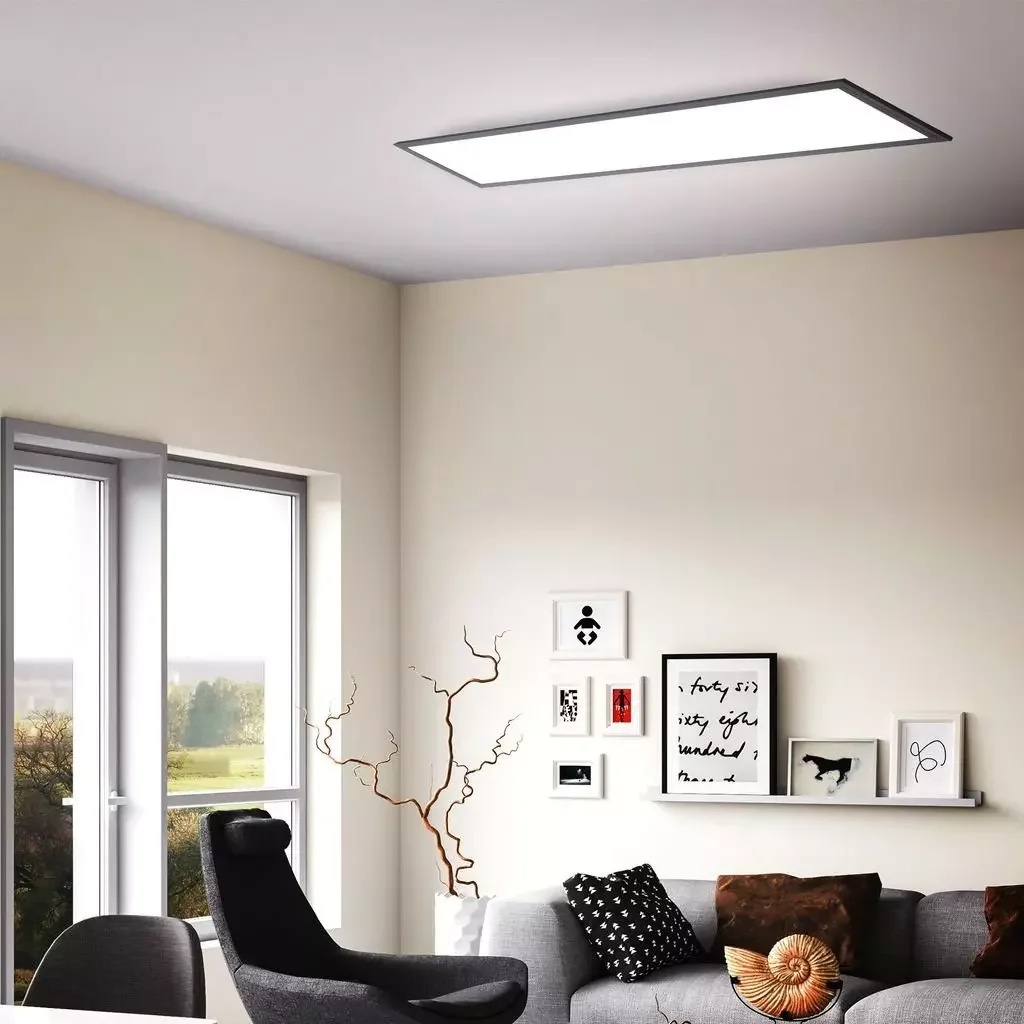 B.K.Licht LED Panel Deckenleuchte 100x25 cm Schwarz 22W 2200 lm 4000K