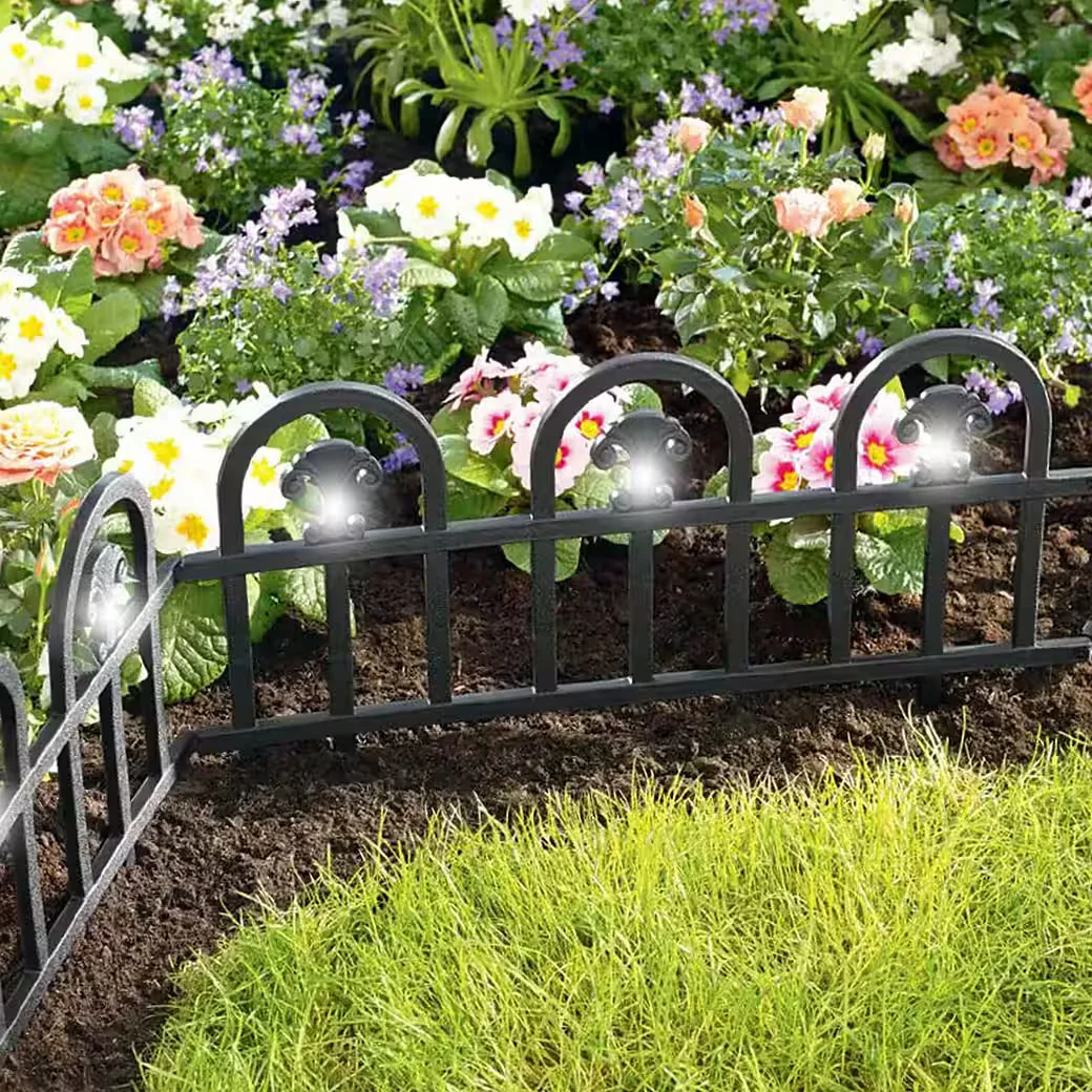 HTI-Living Beeteinfassung 720 cm Schwarz Solar 12 Zaunelemente