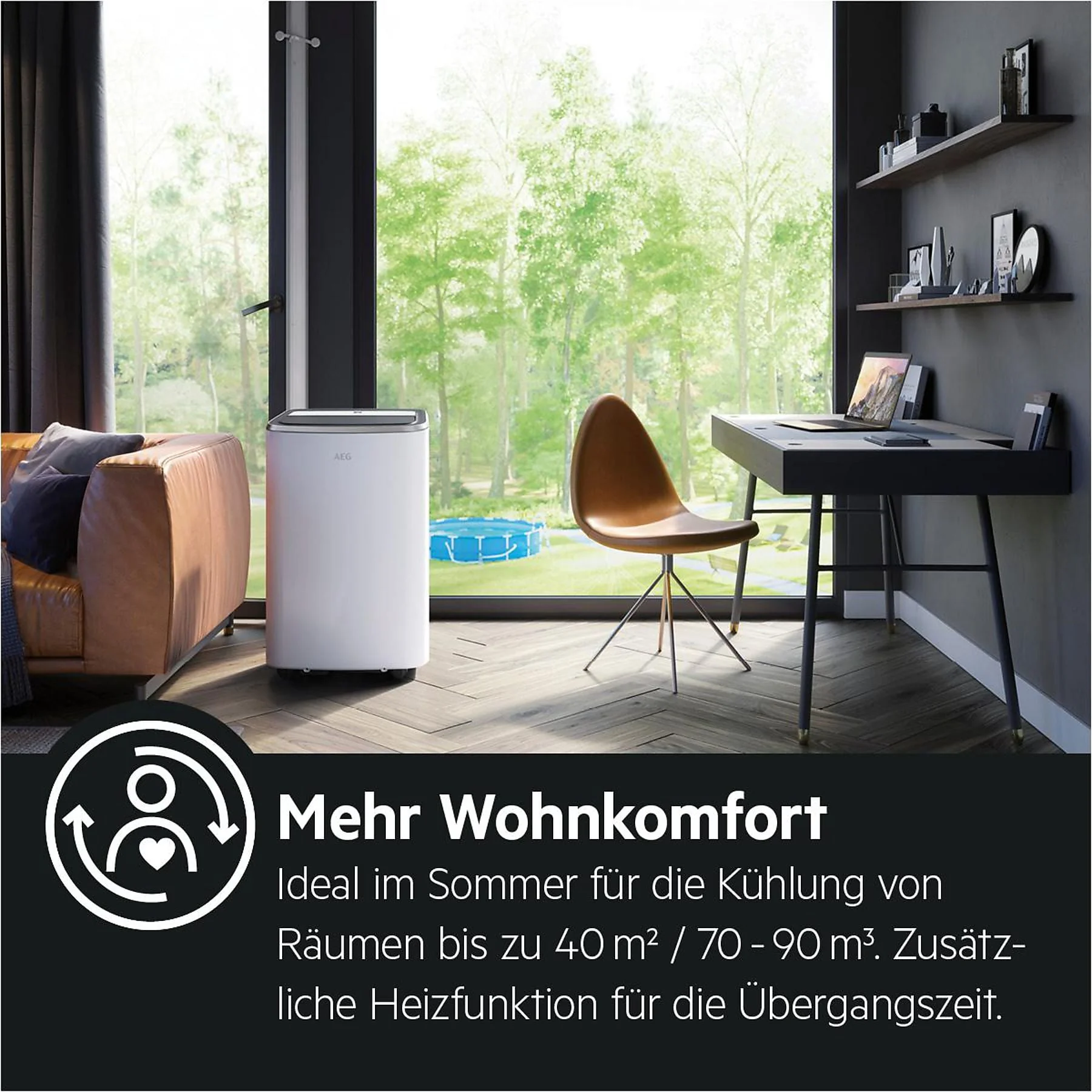 AEG AXP26U338CW mobiles Klimagerät Weiß für Räume bis 40 m2 EEK A