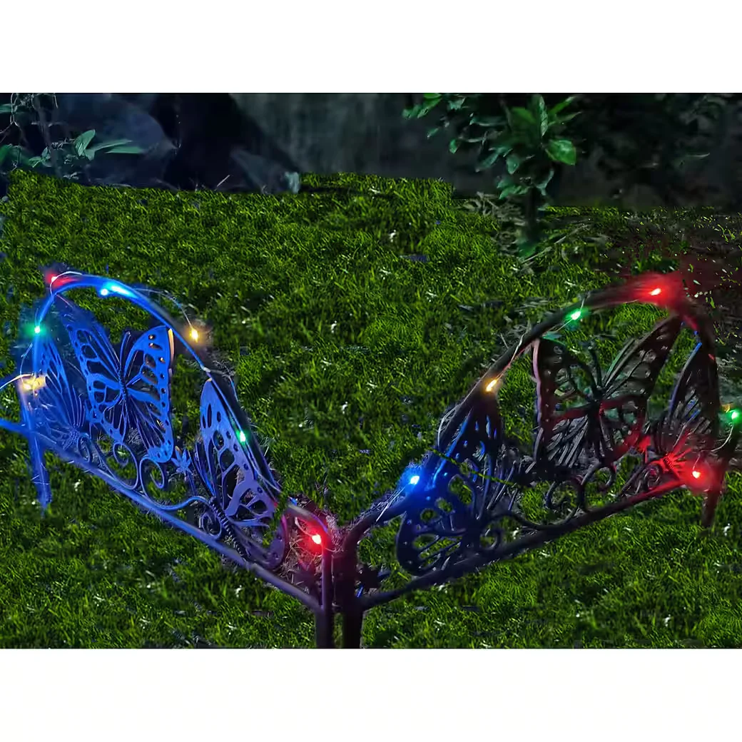 HTI-Living Beetbegrenzung 4 m, 8 Zaunelemente 31,5 cm mit Solarlicht