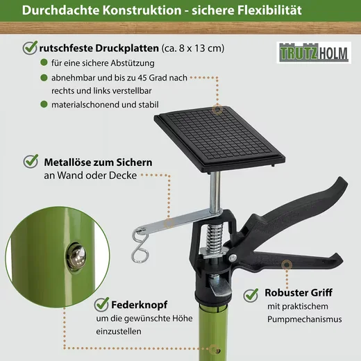 TRUTZHOLM Teleskop-Deckenstützen 2er Set mit Montageklemme 290 cm