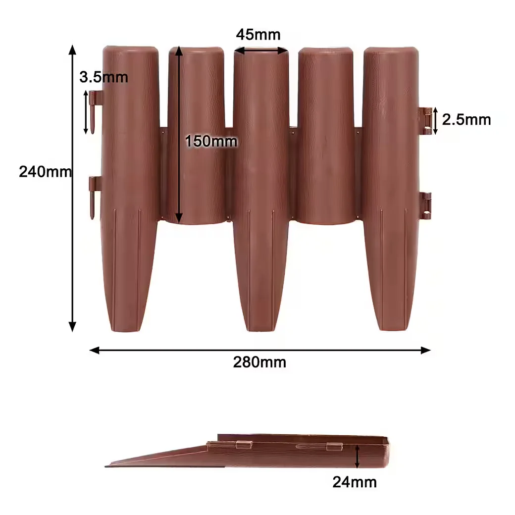 CLANMACY Rasenkante 11,2 m 40 Stueck Beeteinfassung Holzoptik Braun