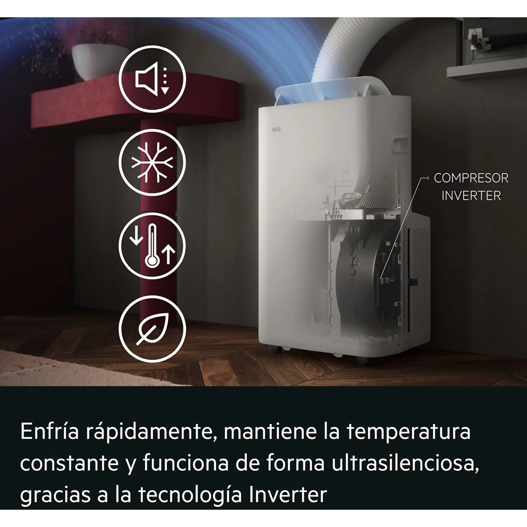 AEG ACU7878CSW mobiles Klimagerät Weiß 49 qm Energieklasse A Plus