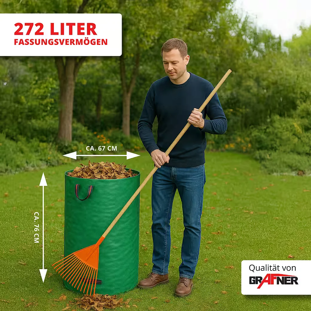 Grafner Gartensack 272L 3er Set Laubsack PE 150g/m² verstärkt