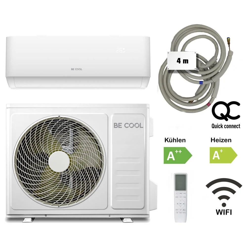 BE COOL Split-Klimagerät BCP12SK2401QW A++ Kühlen A+ Heizen Weiß