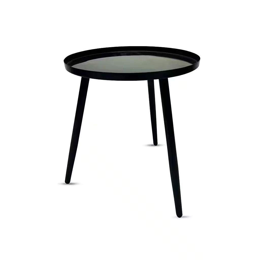KHG Garten-Beistelltisch Schwarz aus Stahl für Outdoor und Balkon