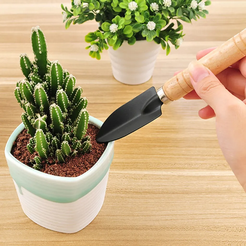 Stuttg 3-teiliges Mini Gartengeräte-Set mit Holzgriff Rechen Schaufel