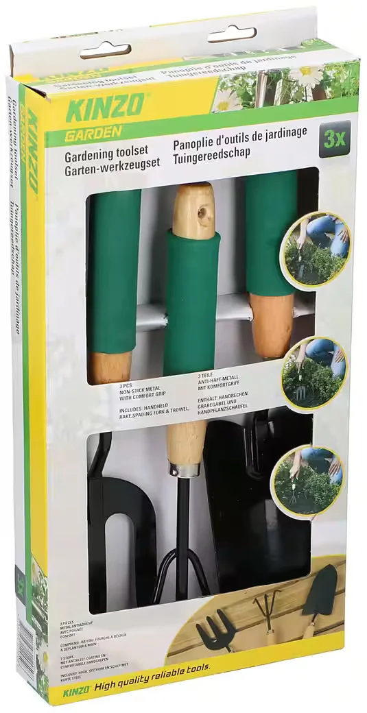 WARENHANDEL KÖNIG Gartenpflege-Set Gartenwerkzeugset 3tlg. mit Pflanzschaufel, Grabegable und Handrechen
