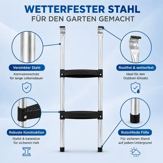 4MYBABY Trampolinleiter 2 Stufen sicher rutschfest wetterfest Stahl