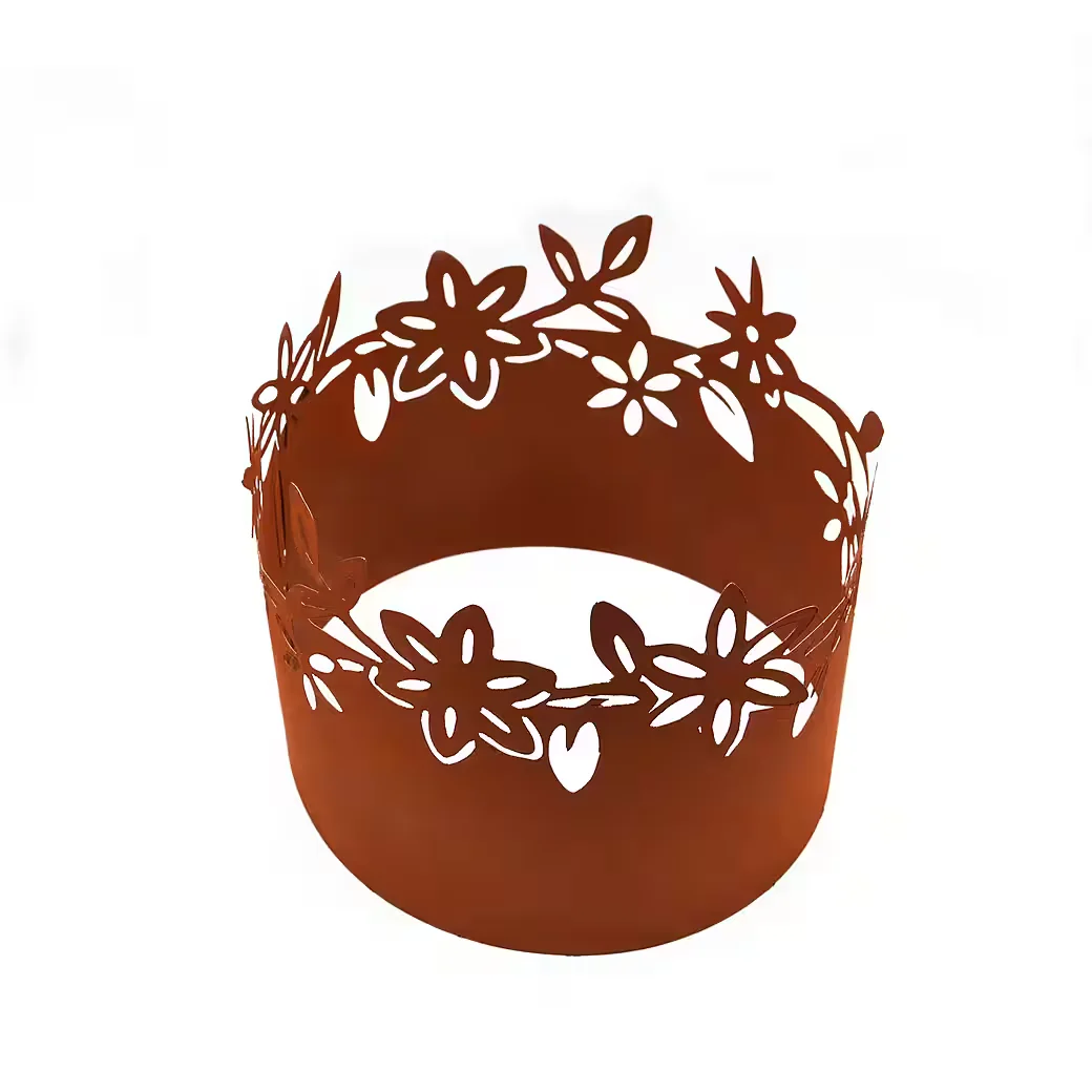 UNUS GARDEN Rasenkante Metall Rostoptik mit Blumenmotiv, erweiterbar
