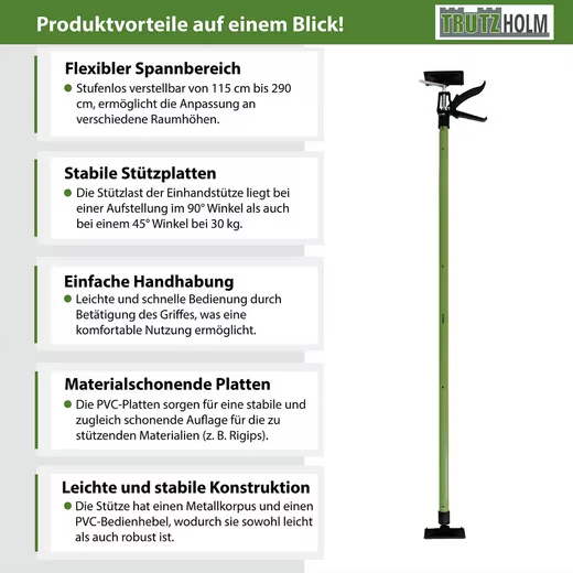 TRUTZHOLM Teleskop-Deckenstützen 2er Set mit Montageklemme 290 cm