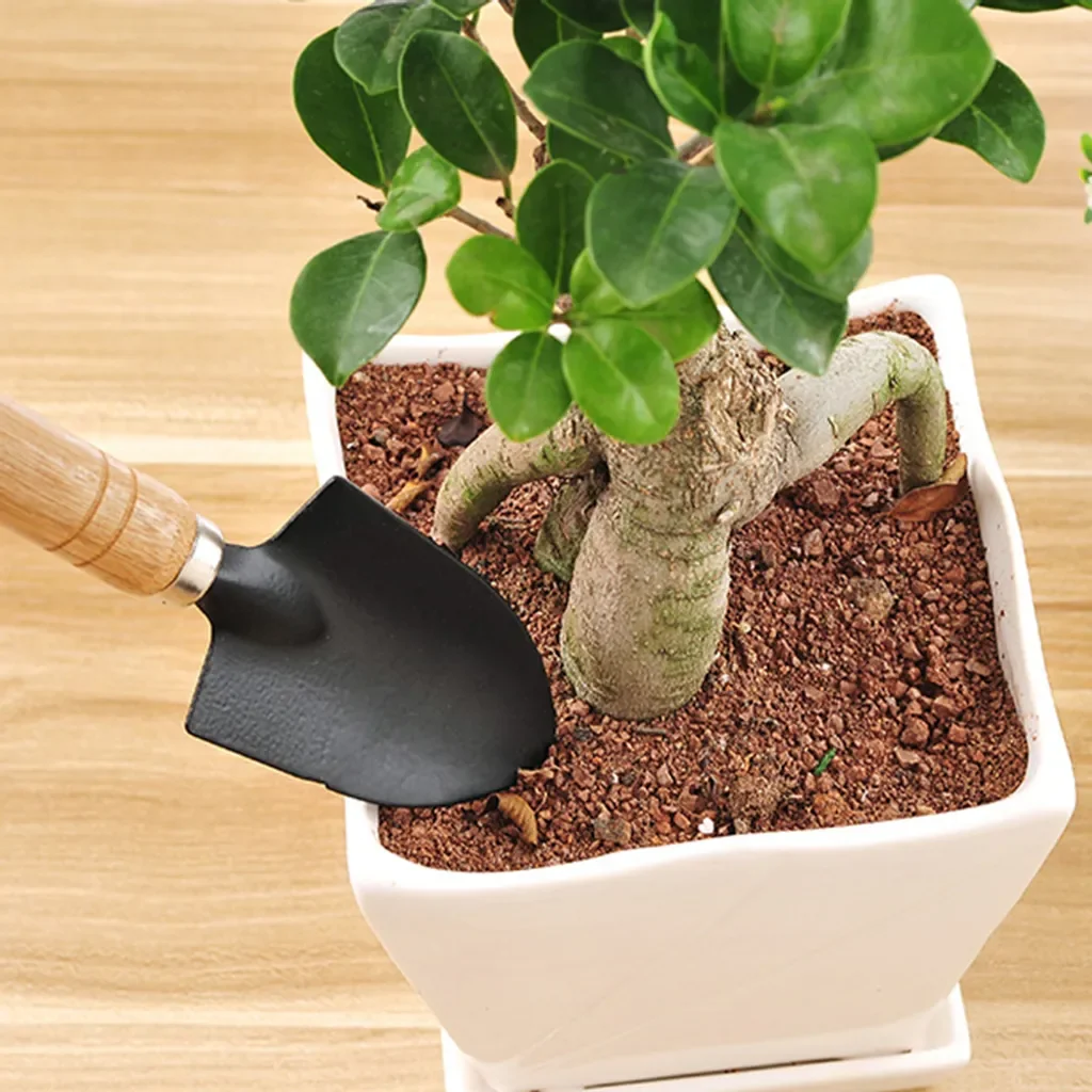 Stuttg 3-teiliges Mini Gartengeräte-Set mit Holzgriff Rechen Schaufel