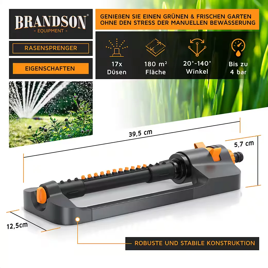 Brandson Viereckregner Rasensprenger Garten Oszillationsregner