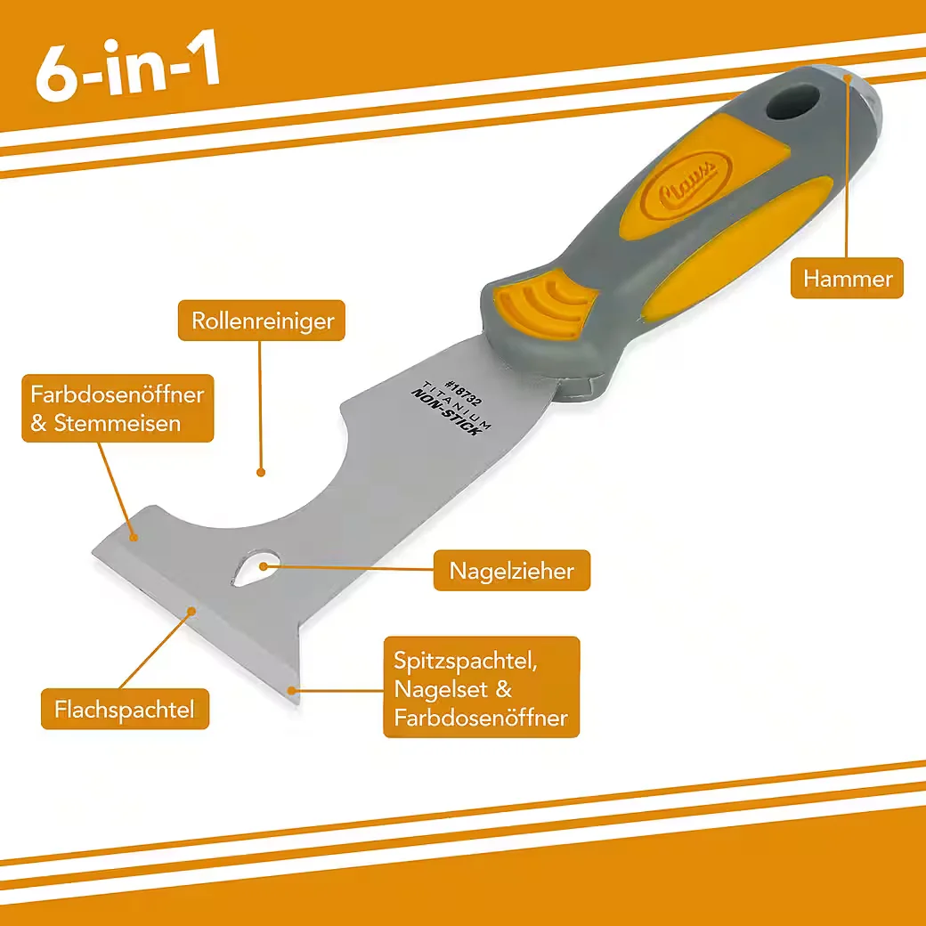 Clauss 6 in 1 Spachtel Malerwerkzeug Titanium Antihaft Softgrip