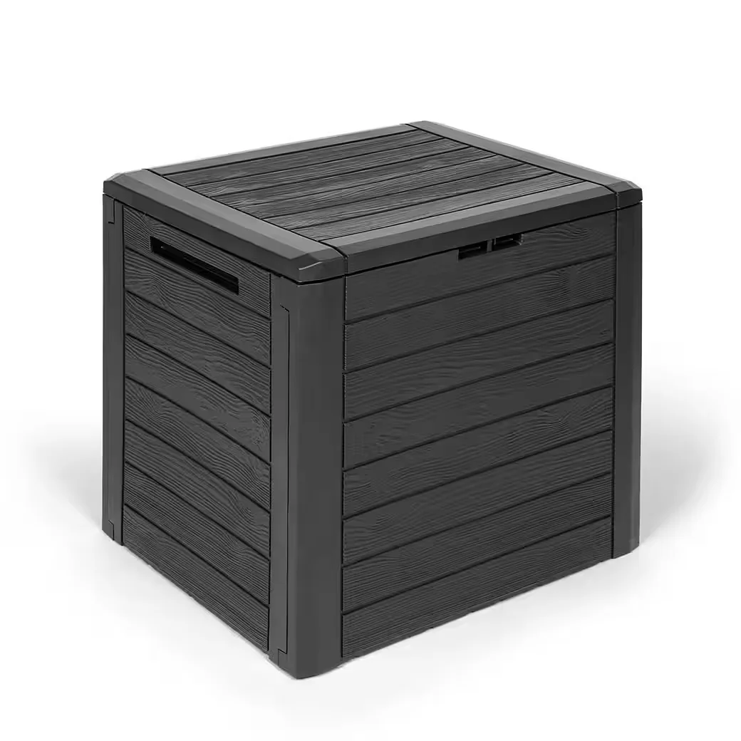 KREHER Kissenbox WOOD 140L Holzoptik Anthrazit Gartenbox Auflagenbox