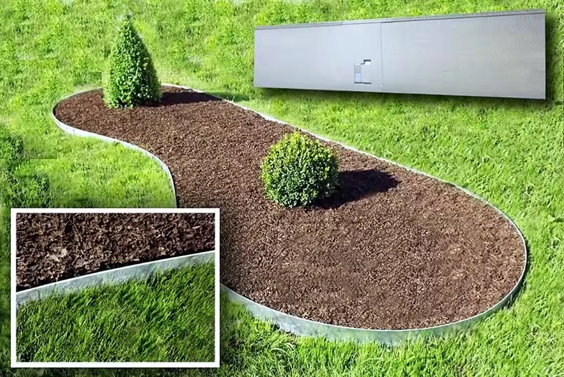 BONI-SHOP Rasenkante Metall 13,5 x 120 cm unbeschichtet Beetumrandung