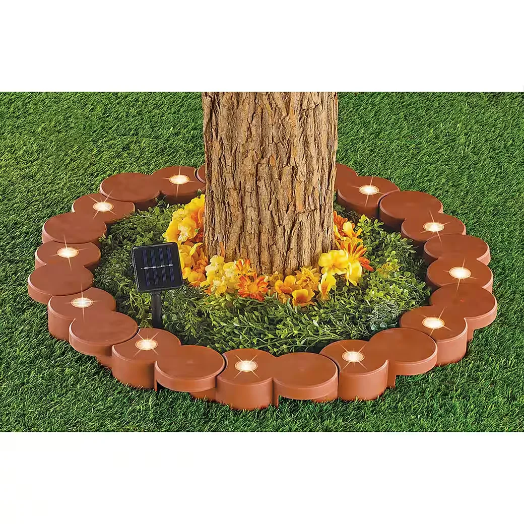 HTI-LIVING Beetumrandung Terracotta 760 cm Set 48 mit 4 Lichterketten