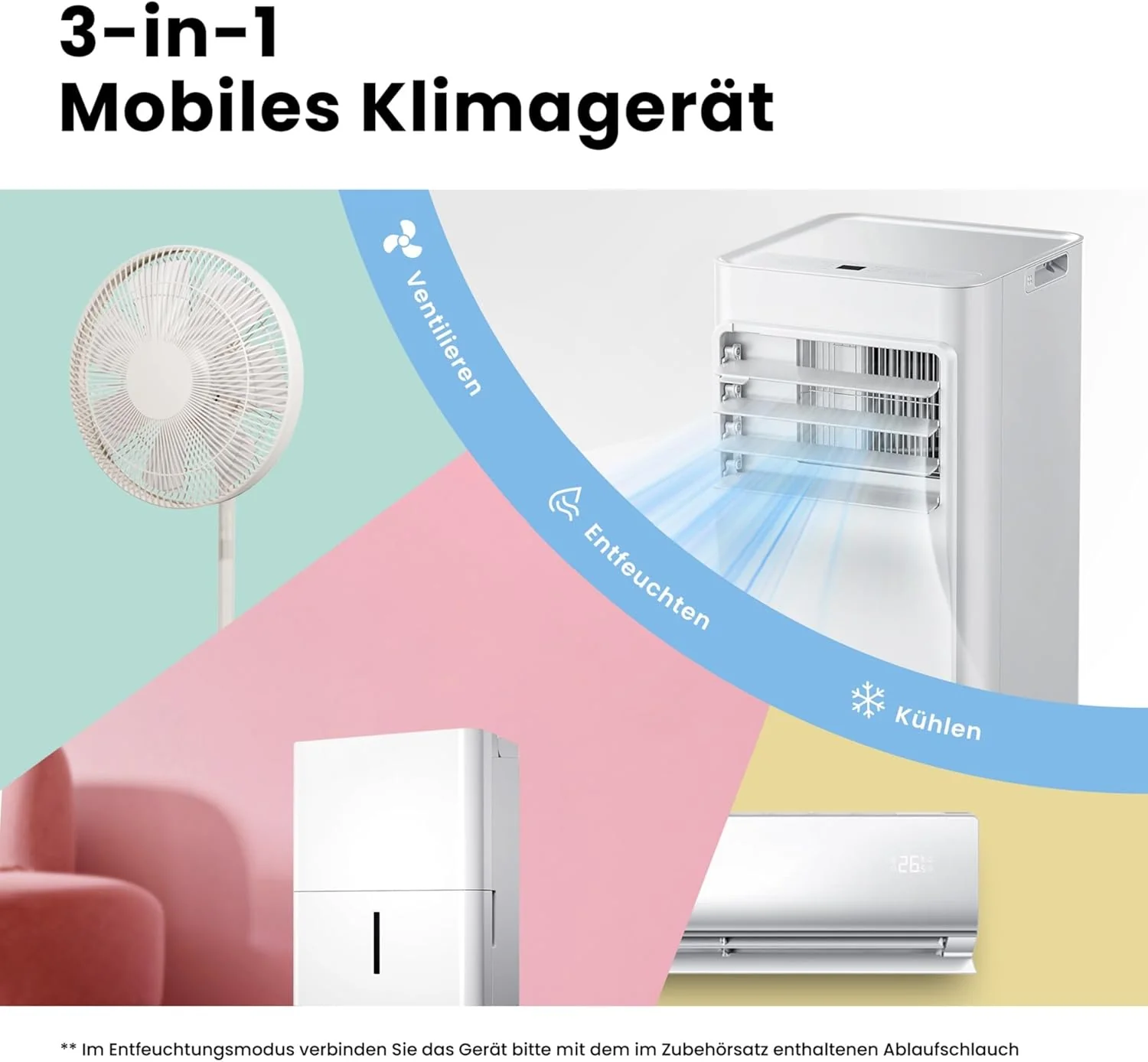 COMFEE Breezy Cool Pro 2.6 mobile Klimaanlage 9000 BTU 2,6 kW mit App